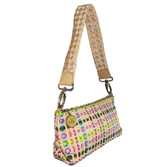 The Sak Handbags - THE SAK Pastel Spring Bouquet Ribbon Basket Weave Clutch Purse Shoulder Strap